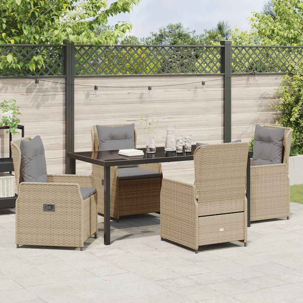 Set da Pranzo per Giardino 5 pcs Beige polyrattan - homemem39