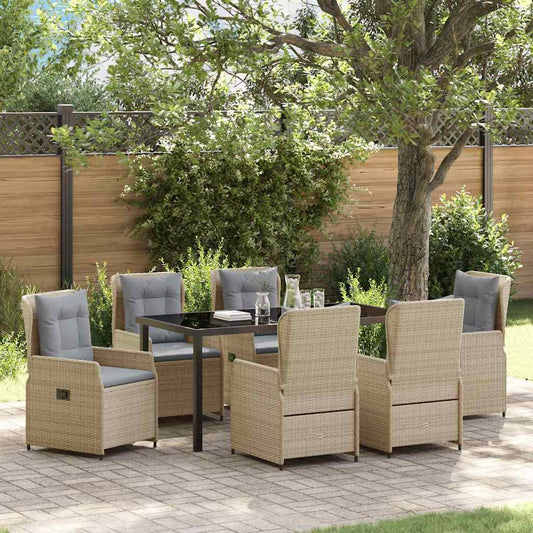 Set da Pranzo per Giardino 7 pcs Beige polyrattan - homemem39