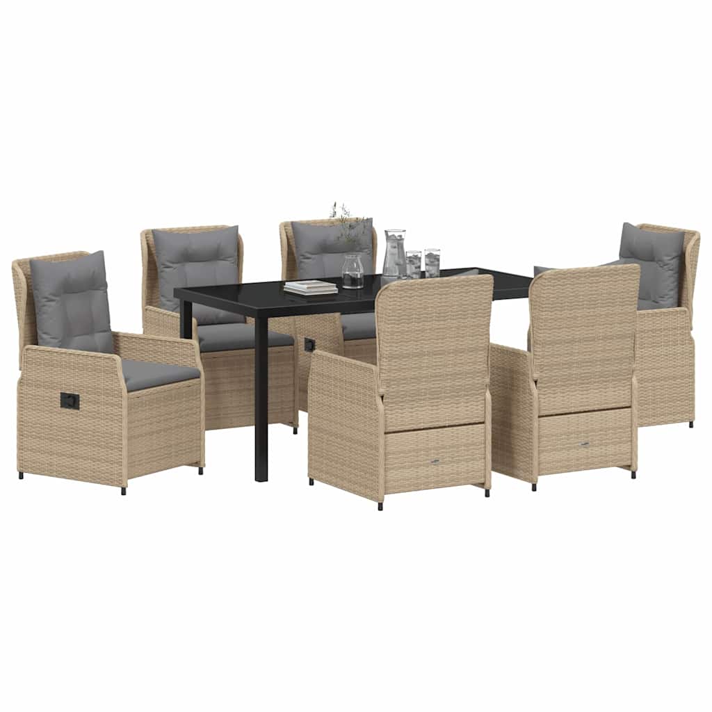 Set da Pranzo per Giardino 7 pcs Beige polyrattan - homemem39