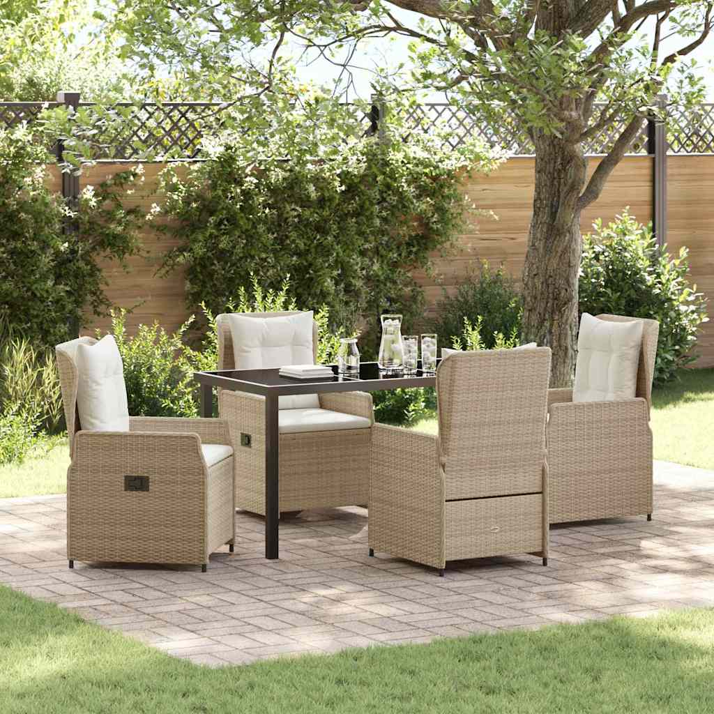 Set da Pranzo per Giardino 5 pcs Beige polyrattan - homemem39