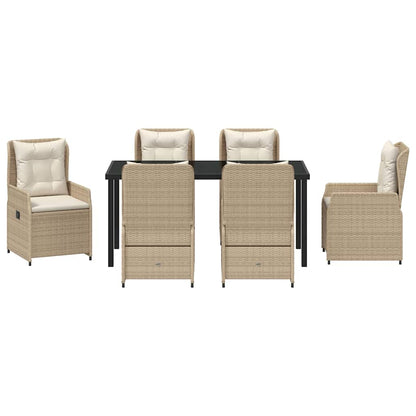 Set da Pranzo per Giardino 7 pcs Beige polyrattan