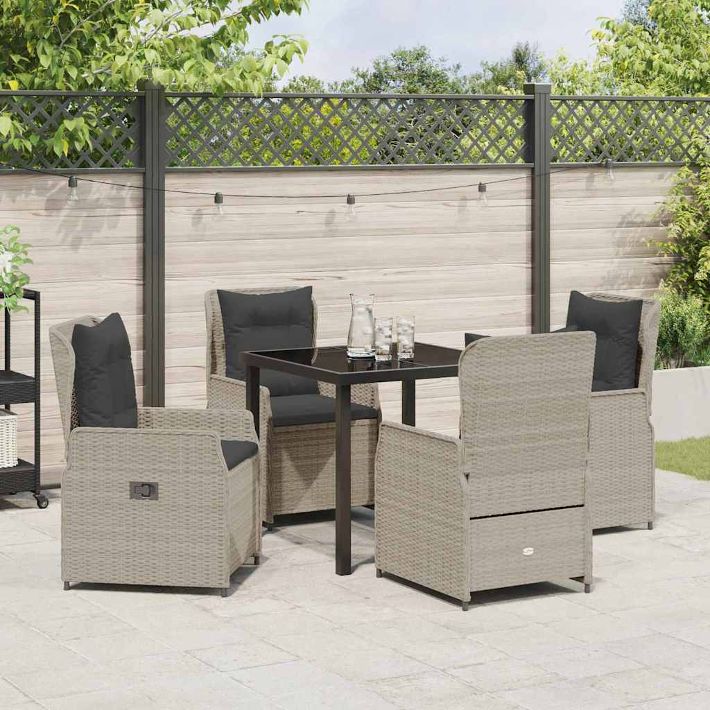 Set da Pranzo per Giardino 5 pcs Grigio chiaro polyrattan - homemem39