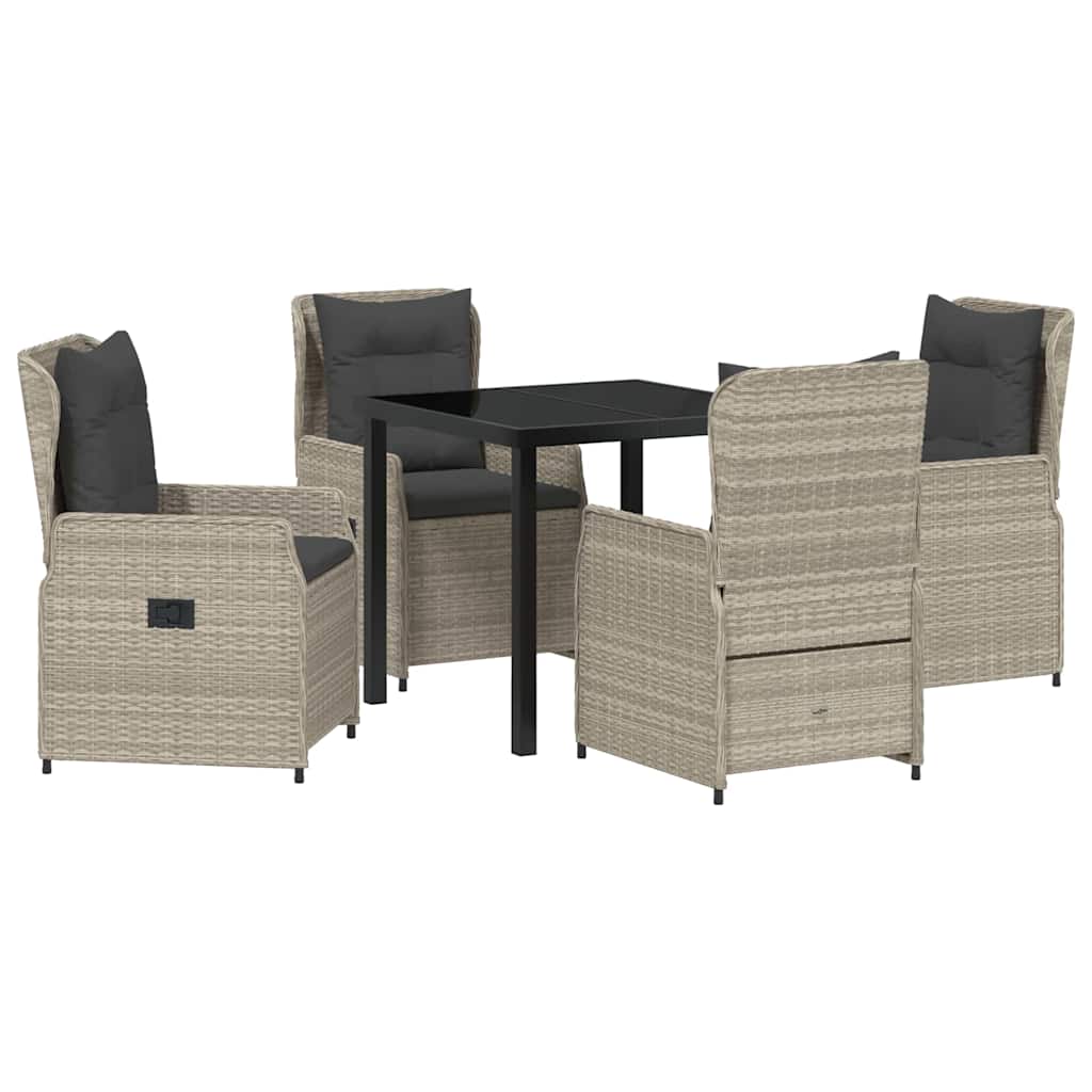 Set da Pranzo per Giardino 5 pcs Grigio chiaro polyrattan - homemem39