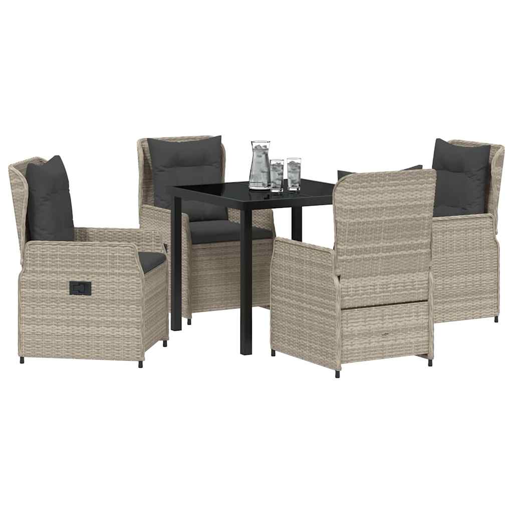Set da Pranzo per Giardino 5 pcs Grigio chiaro polyrattan - homemem39