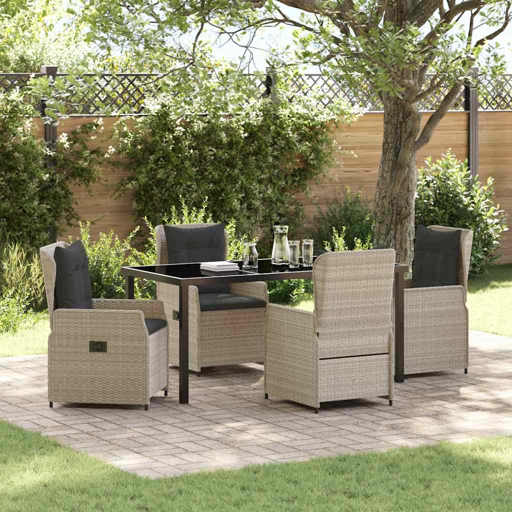 Set da Pranzo per Giardino 5 pcs Grigio chiaro polyrattan - homemem39