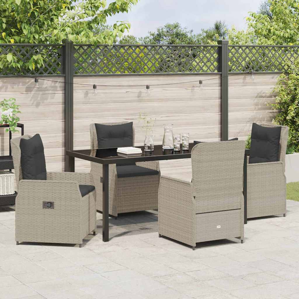 Set da Pranzo per Giardino 5 pcs Grigio chiaro polyrattan - homemem39