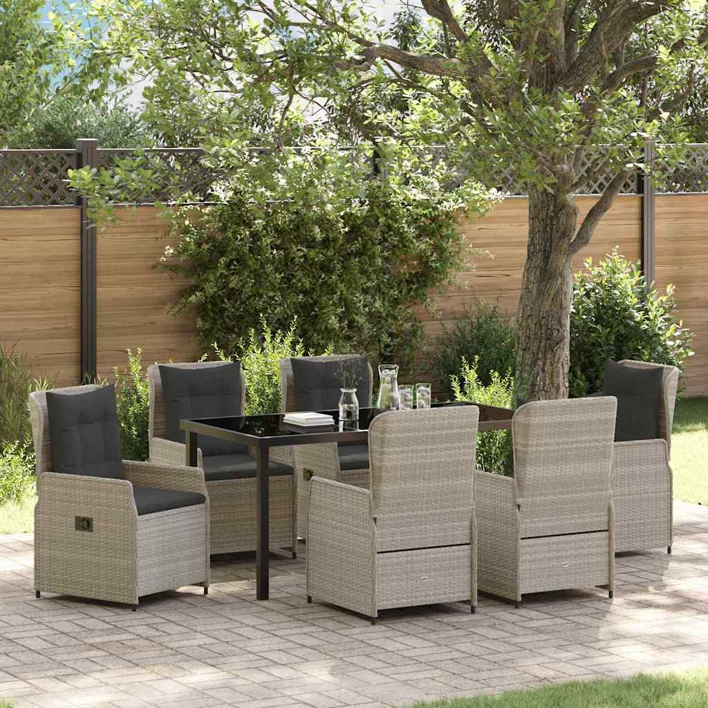 Set da Pranzo per Giardino 7 pcs Grigio chiaro polyrattan - homemem39