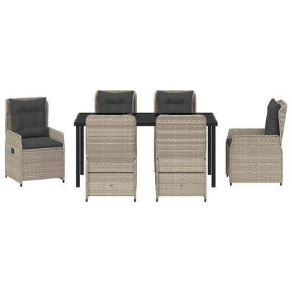 Set da Pranzo per Giardino 7 pcs Grigio chiaro polyrattan - homemem39
