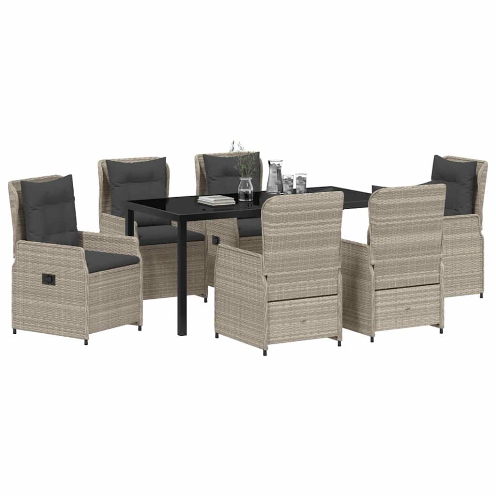Set da Pranzo per Giardino 7 pcs Grigio chiaro polyrattan - homemem39