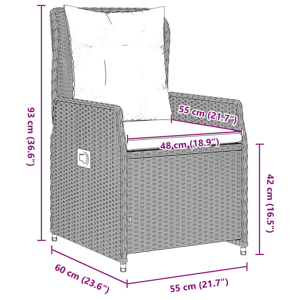 Set da Pranzo per Giardino 7 pcs Grigio chiaro polyrattan | homemem39