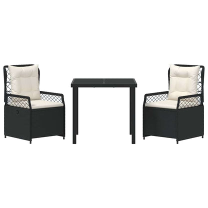Set da Pranzo per Giardino 3 pcs Nero polyrattan - homemem39