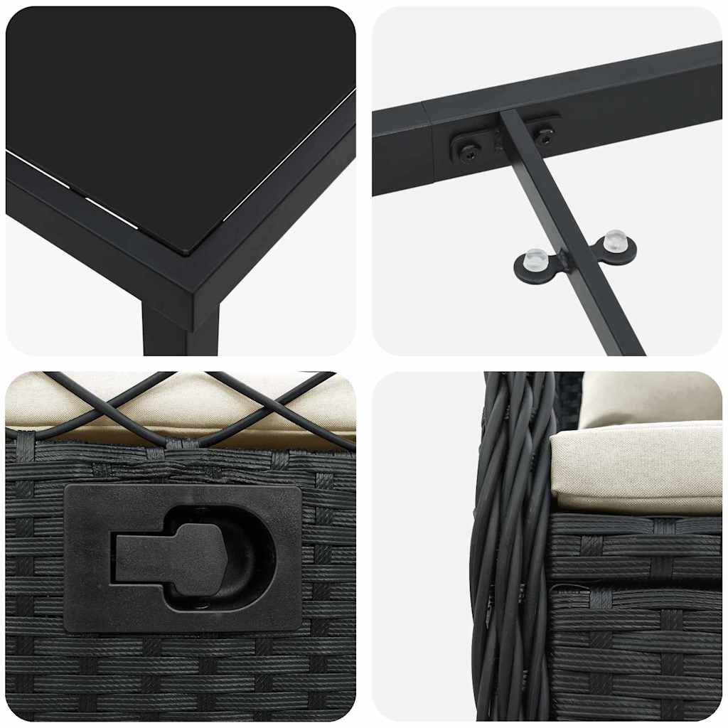 Set da Pranzo per Giardino 5 pcs Nero polyrattan - homemem39