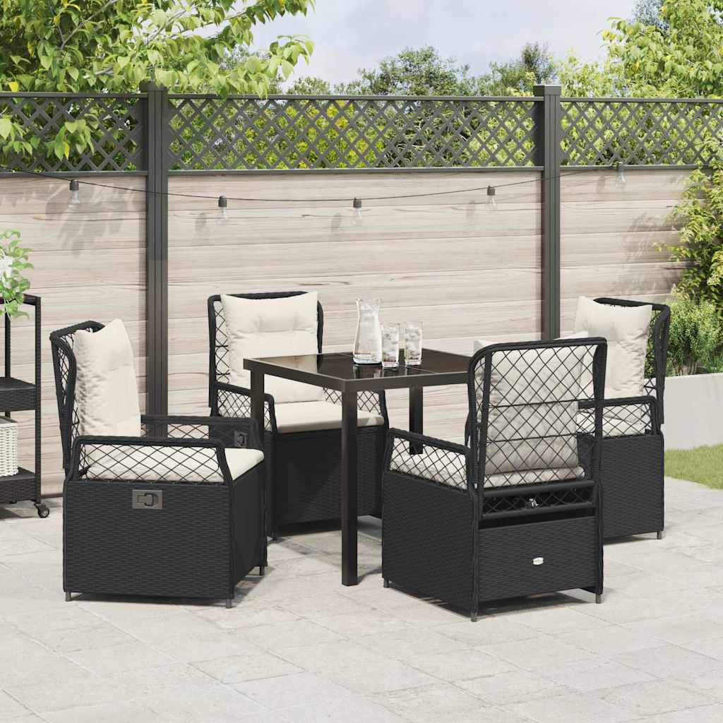 Set da Pranzo per Giardino 5 pcs Nero polyrattan - homemem39