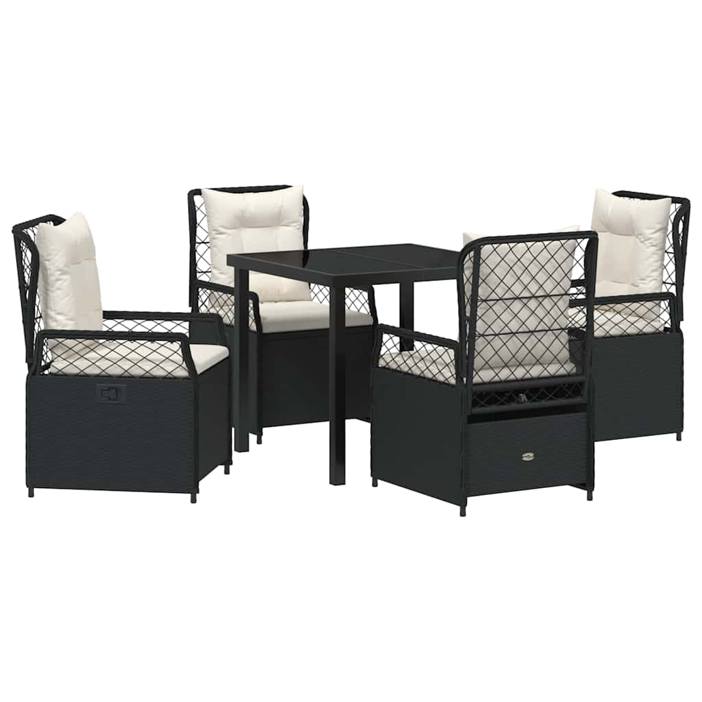 Set da Pranzo per Giardino 5 pcs Nero polyrattan - homemem39