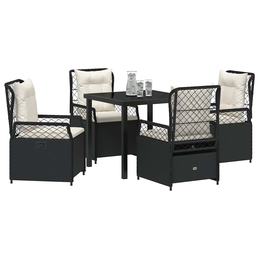 Set da Pranzo per Giardino 5 pcs Nero polyrattan - homemem39