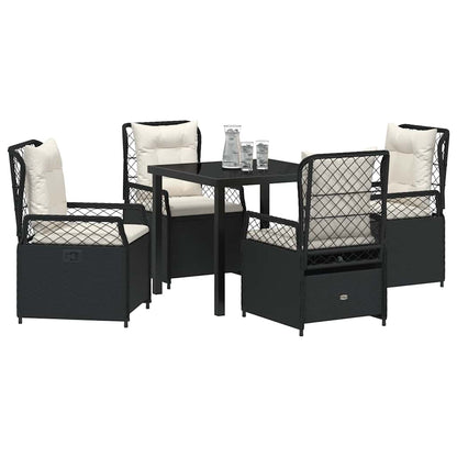 Set da Pranzo per Giardino 5 pcs Nero polyrattan - homemem39