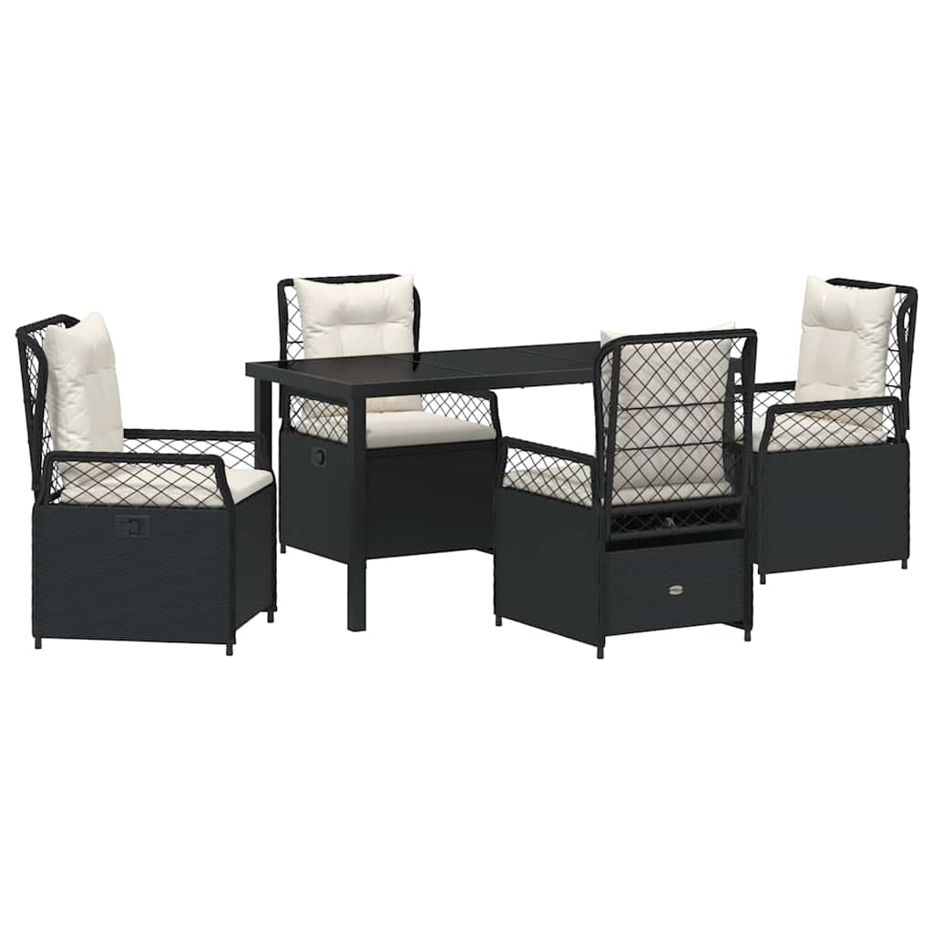 Set da Pranzo per Giardino 5 pcs Nero polyrattan - homemem39