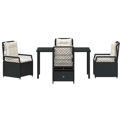Set da Pranzo per Giardino 5 pcs Nero polyrattan - homemem39
