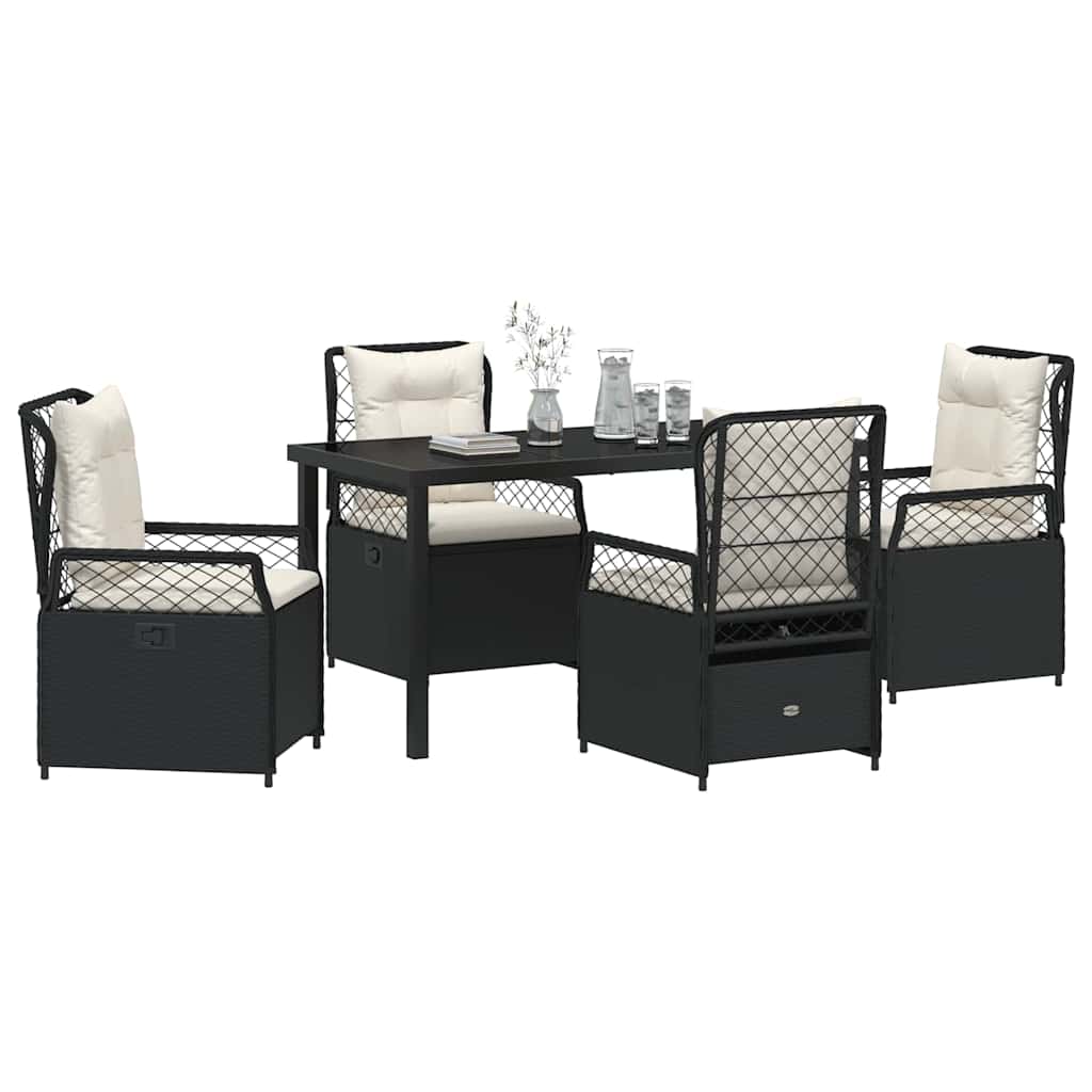 Set da Pranzo per Giardino 5 pcs Nero polyrattan - homemem39