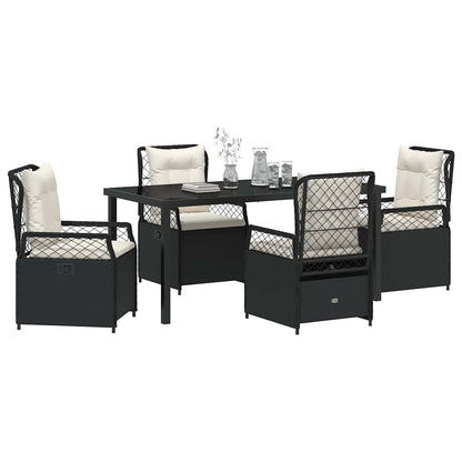 Set da Pranzo per Giardino 5 pcs Nero polyrattan - homemem39