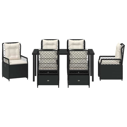 Set da Pranzo per Giardino 7 pcs Nero polyrattan - homemem39