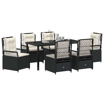 Set da Pranzo per Giardino 7 pcs Nero polyrattan - homemem39