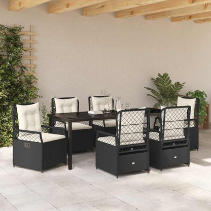 Set da Pranzo per Giardino 7 pcs Nero polyrattan | homemem39
