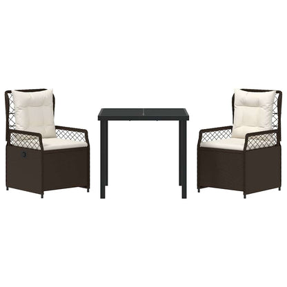 Set da Pranzo per Giardino 3 pcs Marrone polyrattan - homemem39