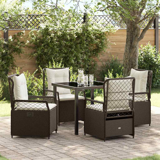 Set da Pranzo per Giardino 5 pcs Marrone polyrattan - homemem39