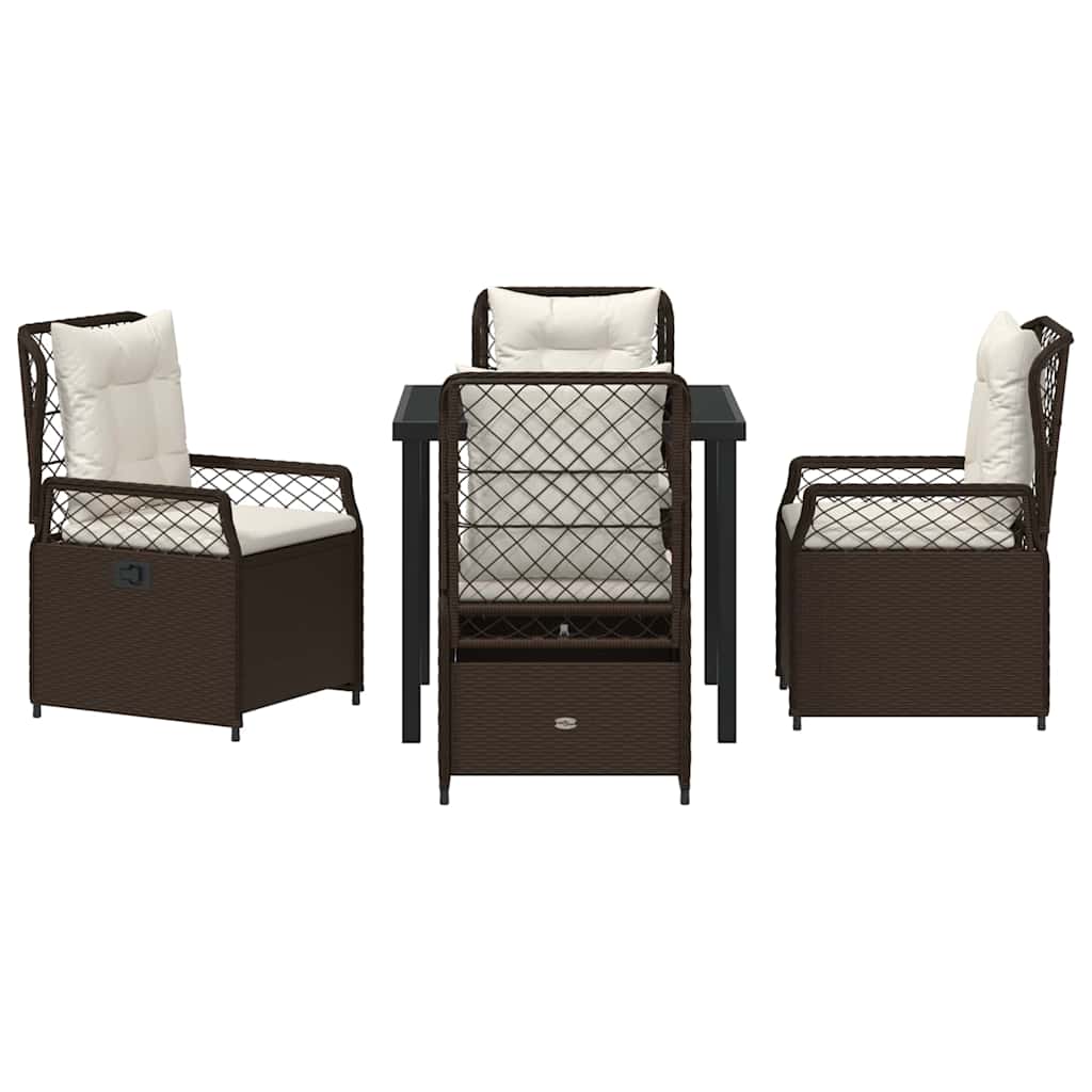 Set da Pranzo per Giardino 5 pcs Marrone polyrattan - homemem39