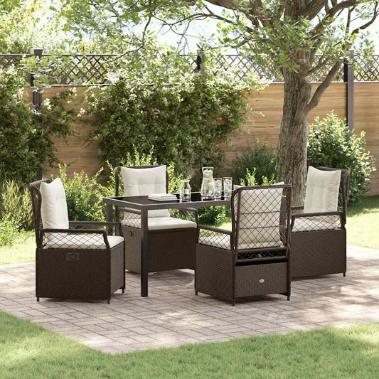 Set da Pranzo per Giardino 5 pcs Marrone polyrattan - homemem39
