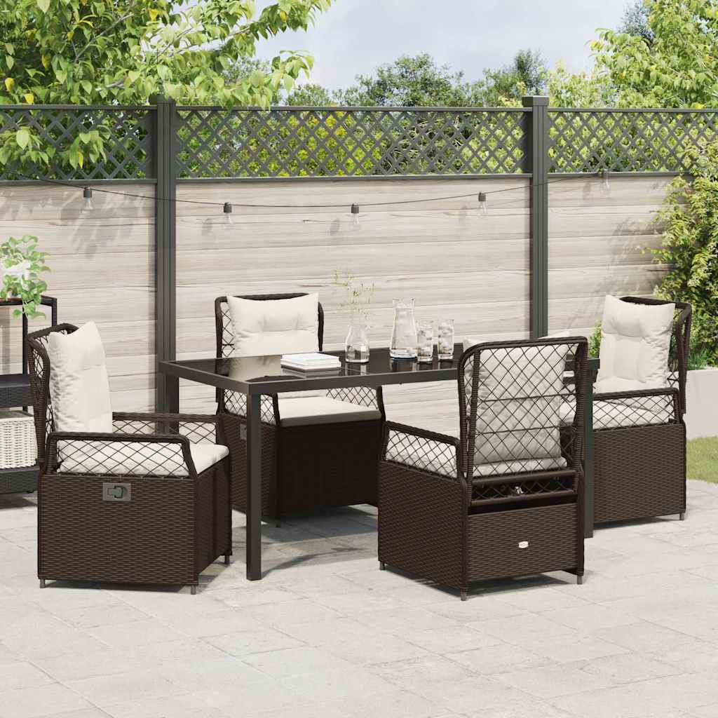 Set da Pranzo per Giardino 5 pcs Marrone polyrattan - homemem39