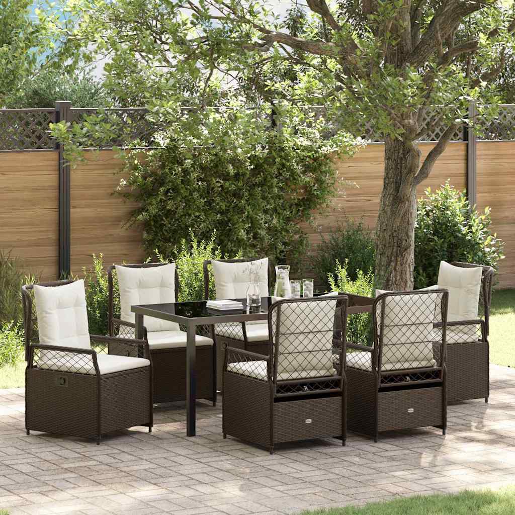 Set da Pranzo per Giardino 7 pcs Marrone polyrattan - homemem39