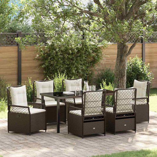 Set da Pranzo per Giardino 7 pcs Marrone polyrattan - homemem39