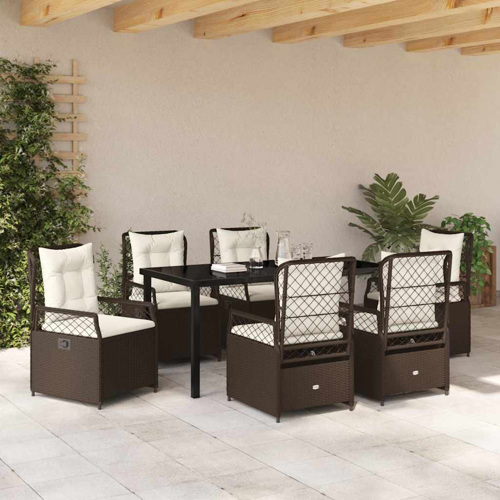 Set da Pranzo per Giardino 7 pcs Marrone polyrattan - homemem39