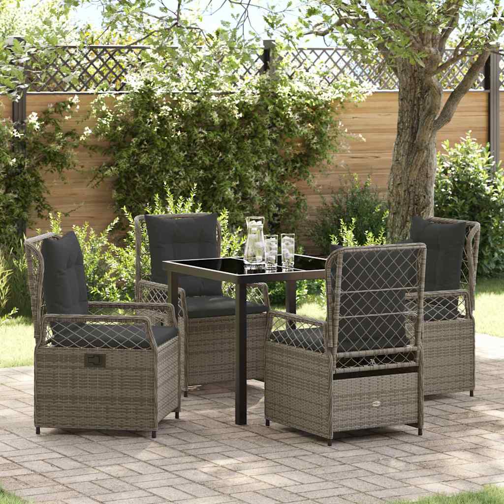 Set da Pranzo per Giardino 5 pcs Grigio polyrattan - homemem39