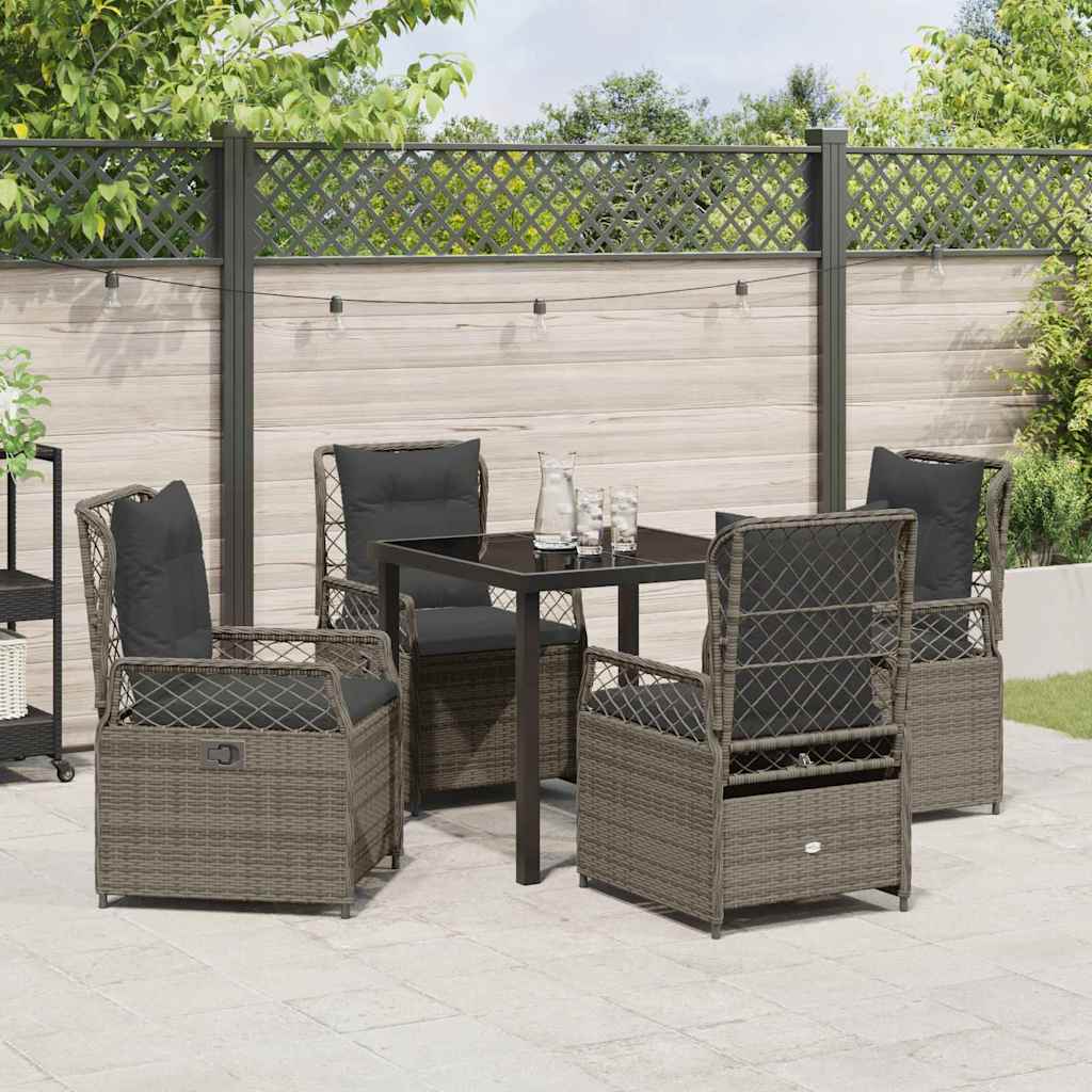 Set da Pranzo per Giardino 5 pcs Grigio polyrattan - homemem39