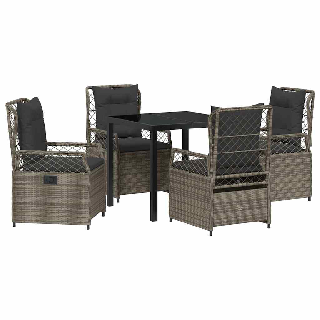 Set da Pranzo per Giardino 5 pcs Grigio polyrattan - homemem39