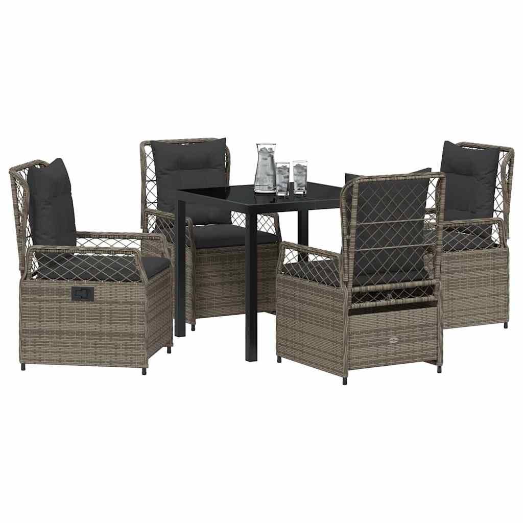 Set da Pranzo per Giardino 5 pcs Grigio polyrattan - homemem39