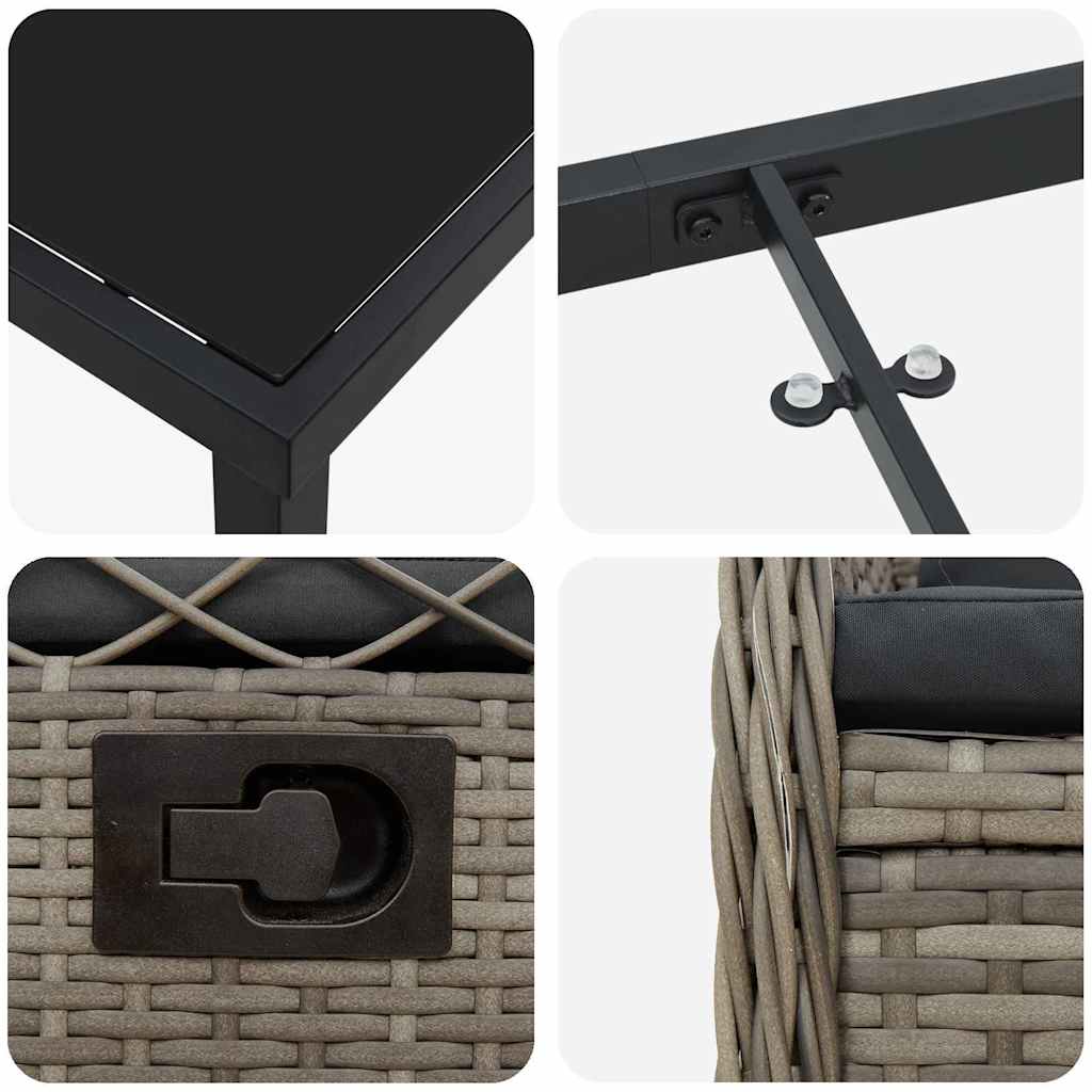 Set da Pranzo per Giardino 5 pcs Grigio polyrattan - homemem39