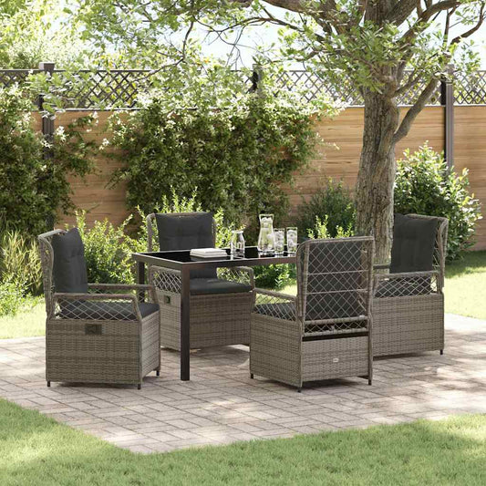 Set da Pranzo per Giardino 5 pcs Grigio polyrattan - homemem39