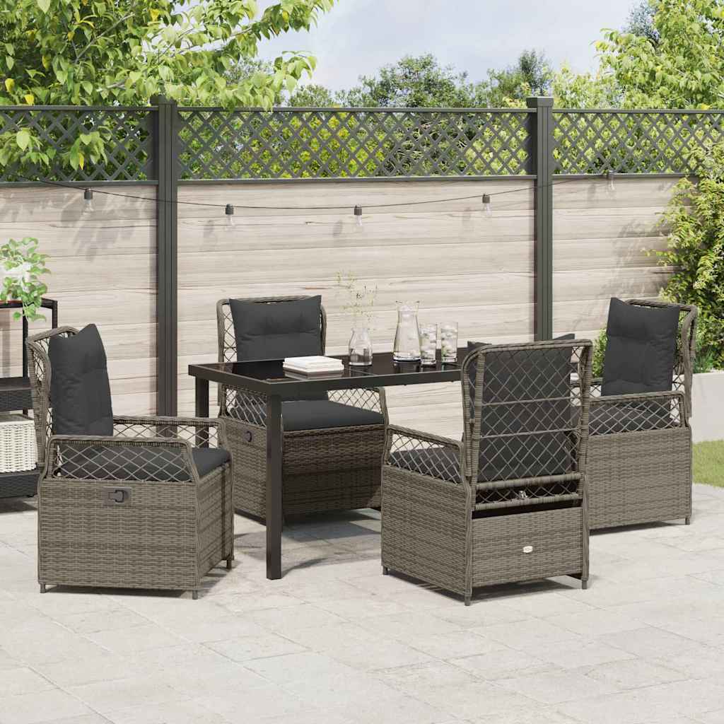 Set da Pranzo per Giardino 5 pcs Grigio polyrattan - homemem39