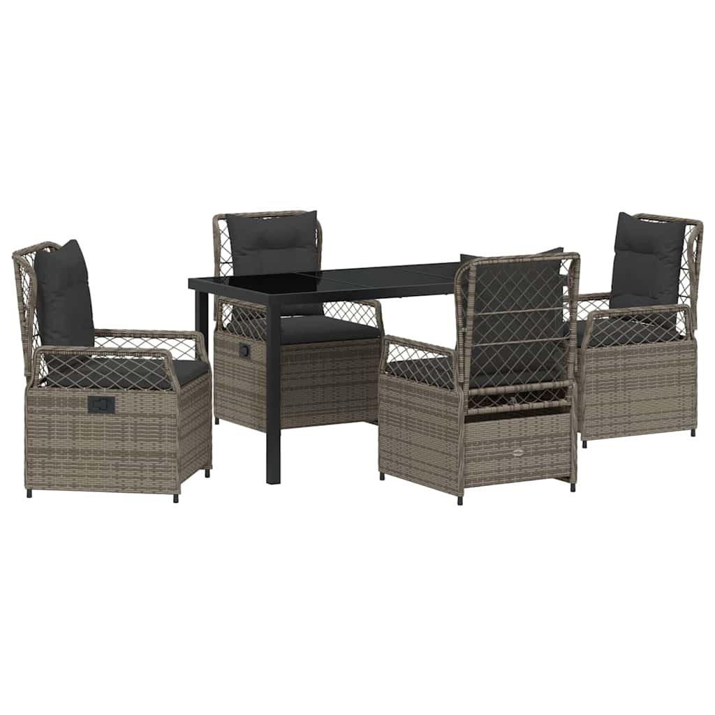Set da Pranzo per Giardino 5 pcs Grigio polyrattan - homemem39