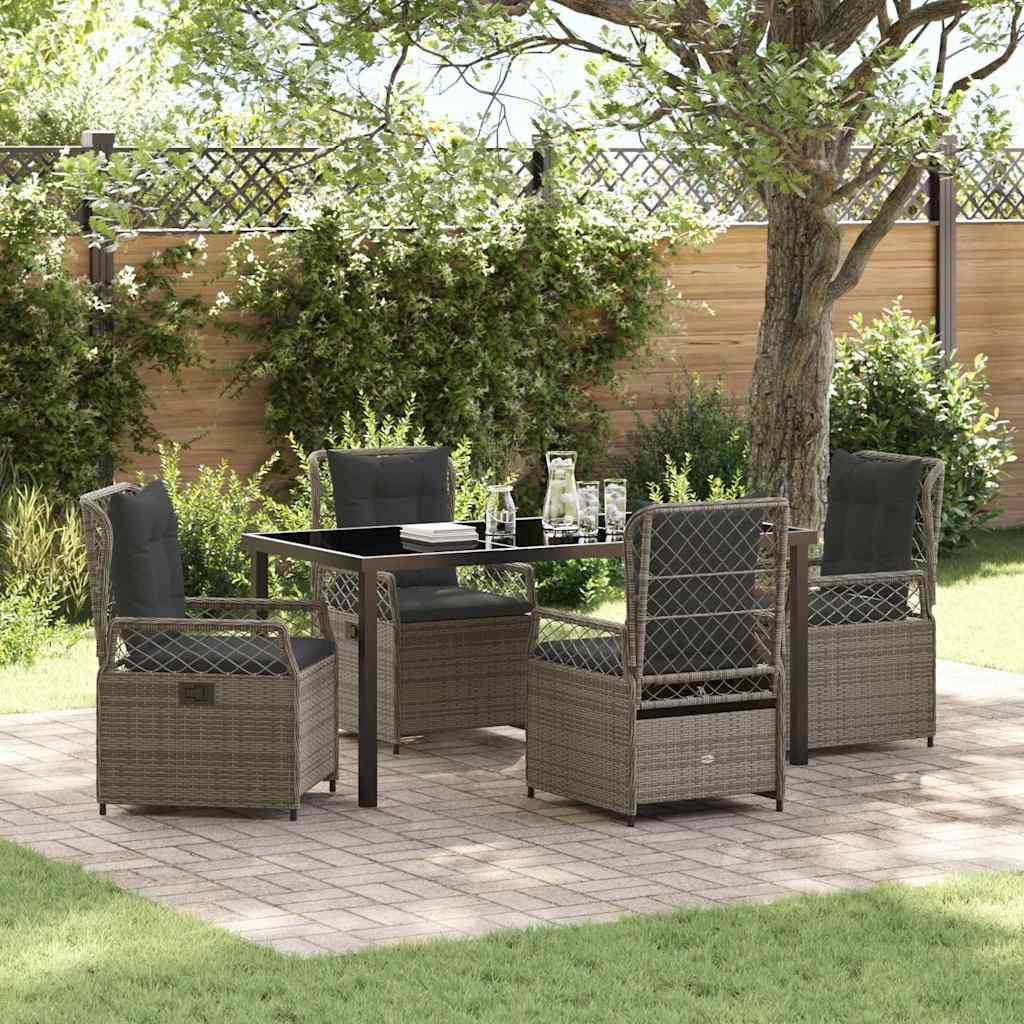 Set da Pranzo per Giardino 5 pcs Grigio polyrattan - homemem39
