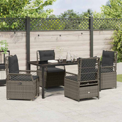Set da Pranzo per Giardino 5 pcs Grigio polyrattan - homemem39