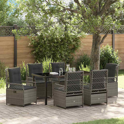 Set da Pranzo per Giardino 7 pcs Grigio polyrattan - homemem39