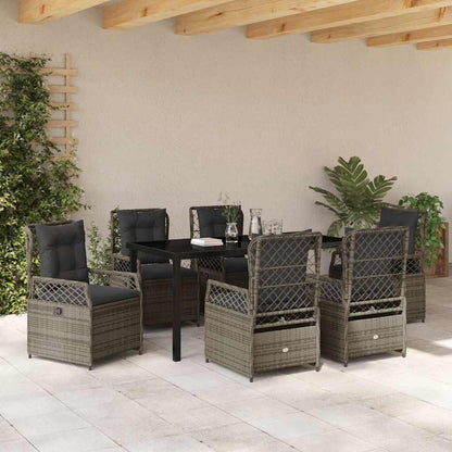 Set da Pranzo per Giardino 7 pcs Grigio polyrattan - homemem39