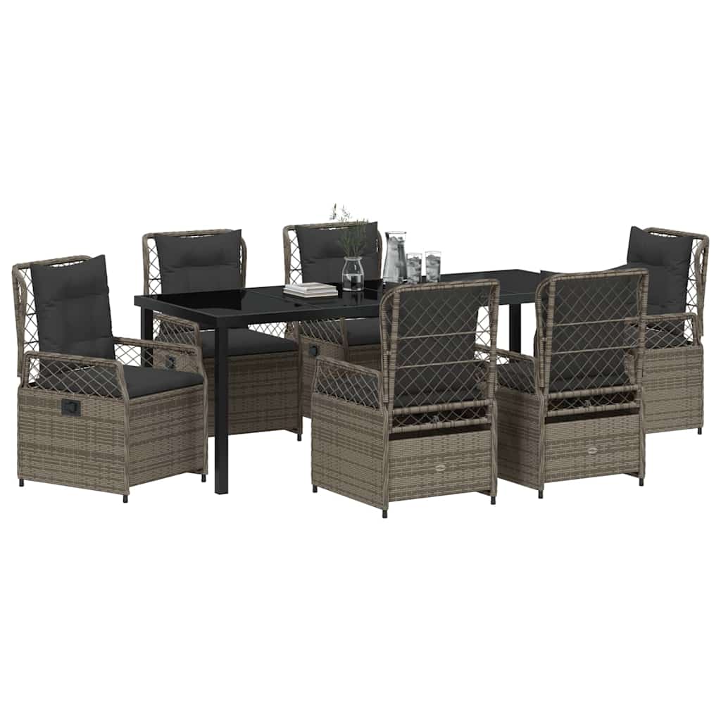 Set da Pranzo per Giardino 7 pcs Grigio polyrattan - homemem39