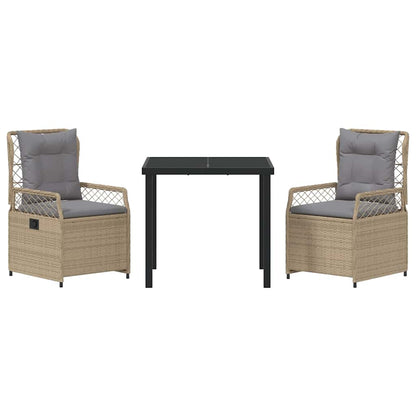 Set da Pranzo per Giardino 3 pcs Beige polyrattan - homemem39