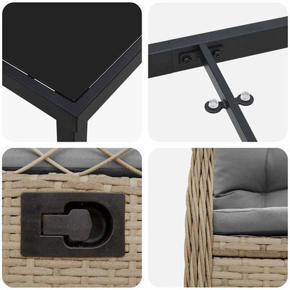 Set da Pranzo per Giardino 5 pcs Beige polyrattan - homemem39